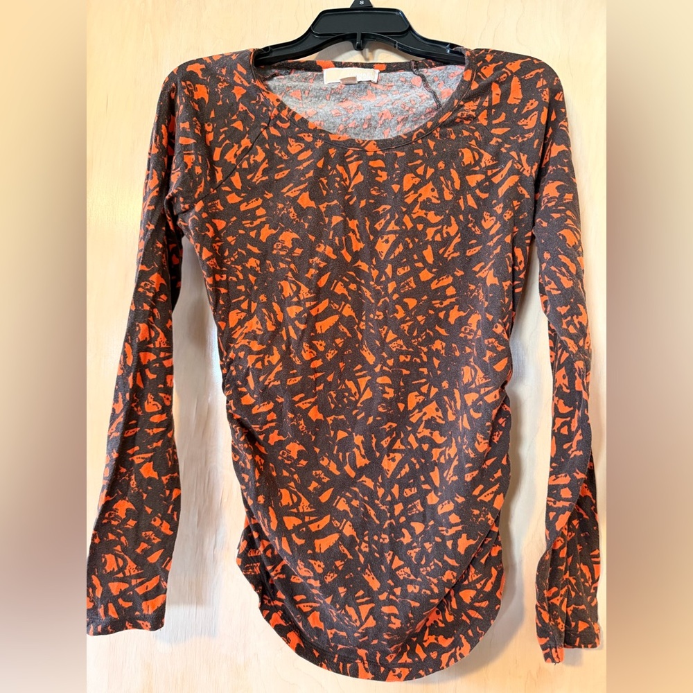 Michael Kors Orange and Black Long Sleeve Top